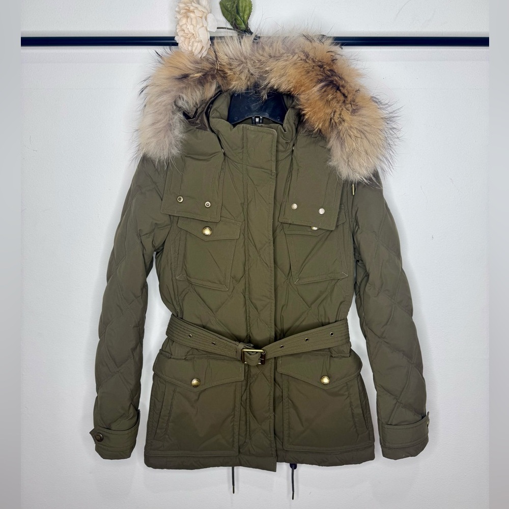 Authentic Burberry Brit ‘Benley’ Genuine Fox Fur Down Puffer Coat
